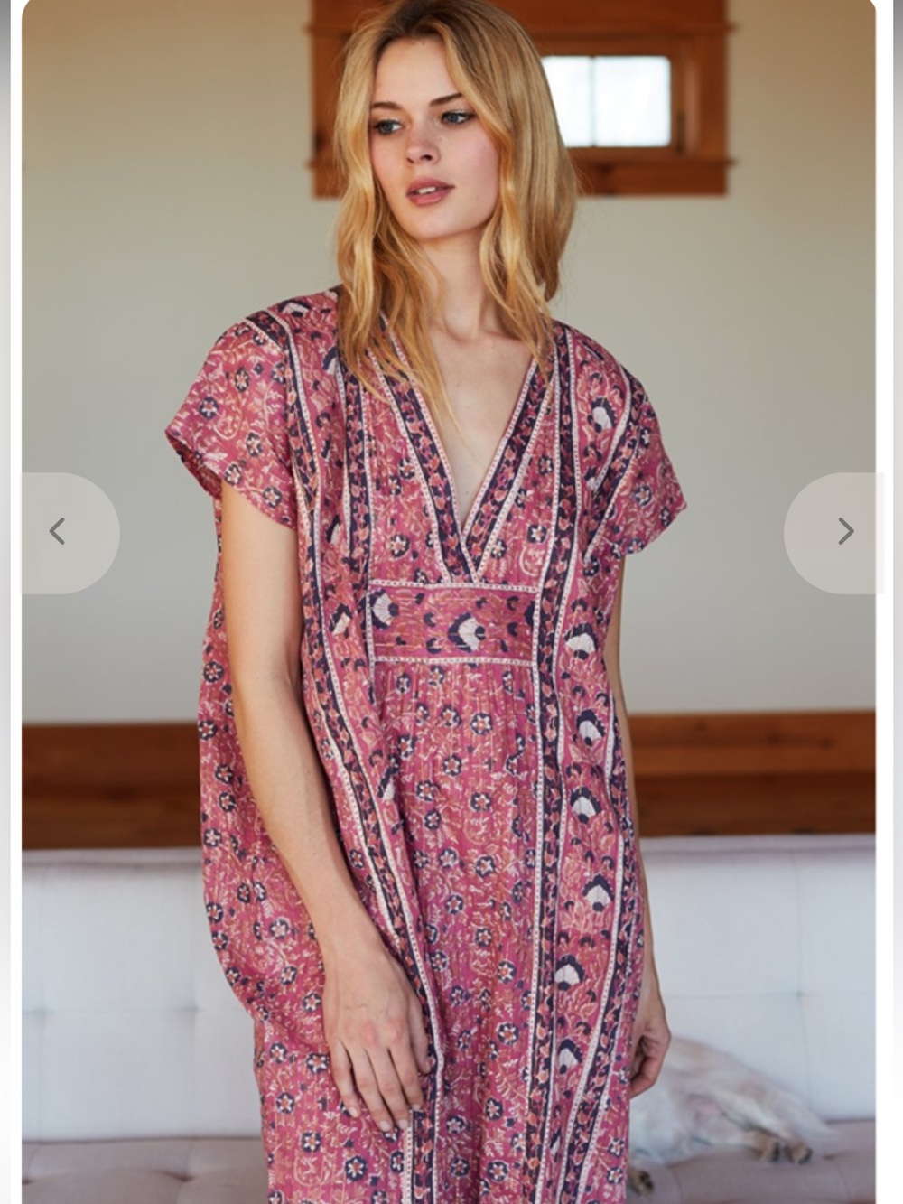 Emerson Fry India Collection Francina kaftan caftan rose lurex dress pink OS